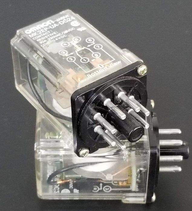 LOT OF 2 OMRON MK2EP-UA-DC24 RELAYS MK2EPUADC24, 10A, 24VDC COIL
