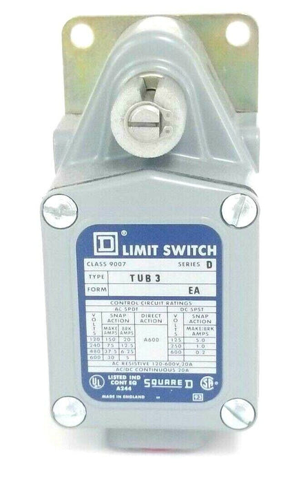 NIB SQUARE D 9007-TUB3 HEAVY DUTY POSITION LIMIT SWITCH SERIES D, 9007TUB3