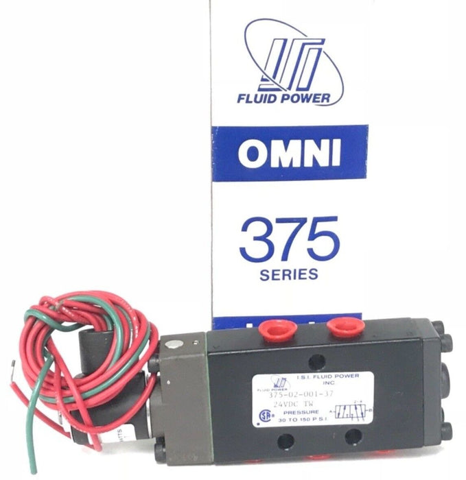 NIB OMNI 375-02-001-37 SOLENOID VALVE 1/4" NPT 24V DC COIL 7W, 30-150 PSI