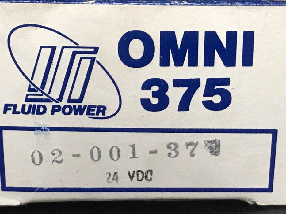 NIB OMNI 375-02-001-37 SOLENOID VALVE 1/4" NPT 24V DC COIL 7W, 30-150 PSI