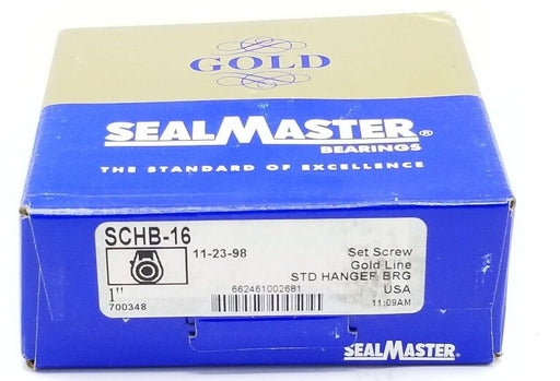 NIB 1" SEALMASTER SCHB-16 HANGER BEARING STD SET SCREW GOLD LINE SCHB16