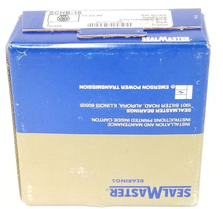 NIB 1" SEALMASTER SCHB-16 HANGER BEARING STD SET SCREW GOLD LINE SCHB16