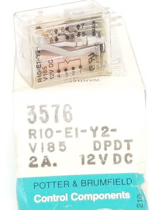 NIB POTTER & BRUMFIELD R10-E1-Y2-V185 RELAY R10E1Y2V185V, 3576