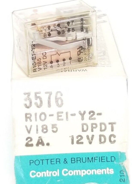 NIB POTTER & BRUMFIELD R10-E1-Y2-V185 RELAY R10E1Y2V185V, 3576