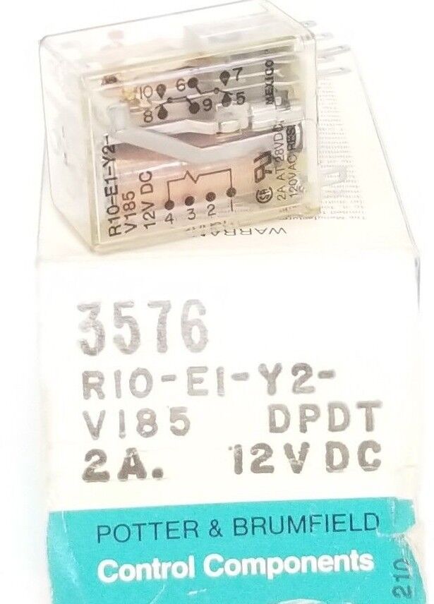 NIB POTTER & BRUMFIELD R10-E1-Y2-V185 RELAY R10E1Y2V185V, 3576