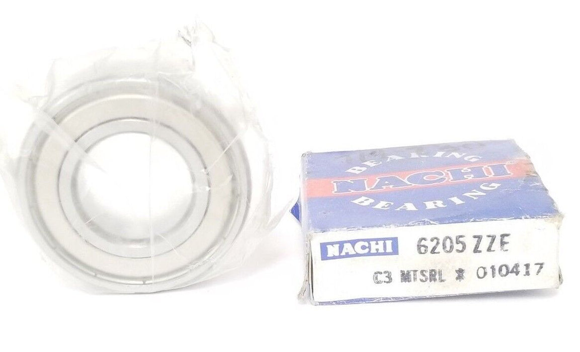 NIB NACHI 6205ZZE-C3 BALL BEARING 25MM ID X 52MM OD X 15MM WIDTH, 6205ZEC3
