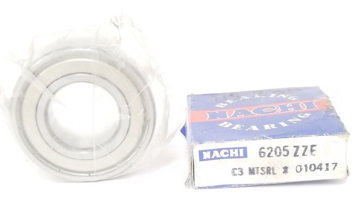 NIB NACHI 6205ZZE-C3 BALL BEARING 25MM ID X 52MM OD X 15MM WIDTH, 6205ZEC3
