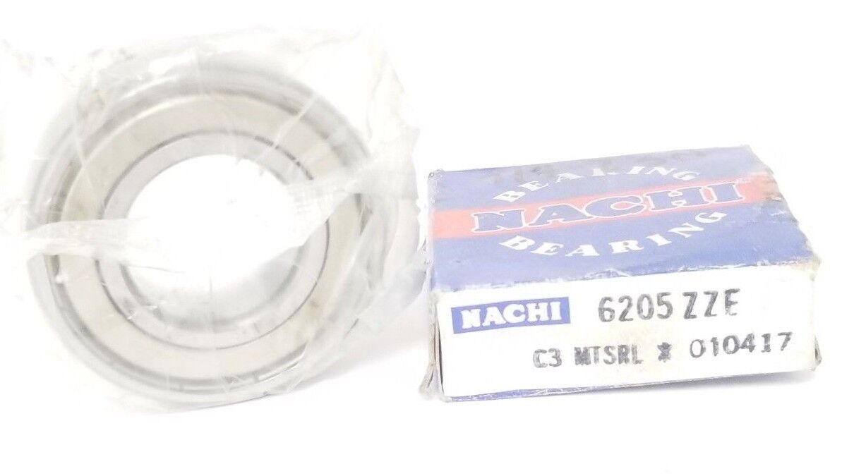 NIB NACHI 6205ZZE-C3 BALL BEARING 25MM ID X 52MM OD X 15MM WIDTH, 6205ZEC3