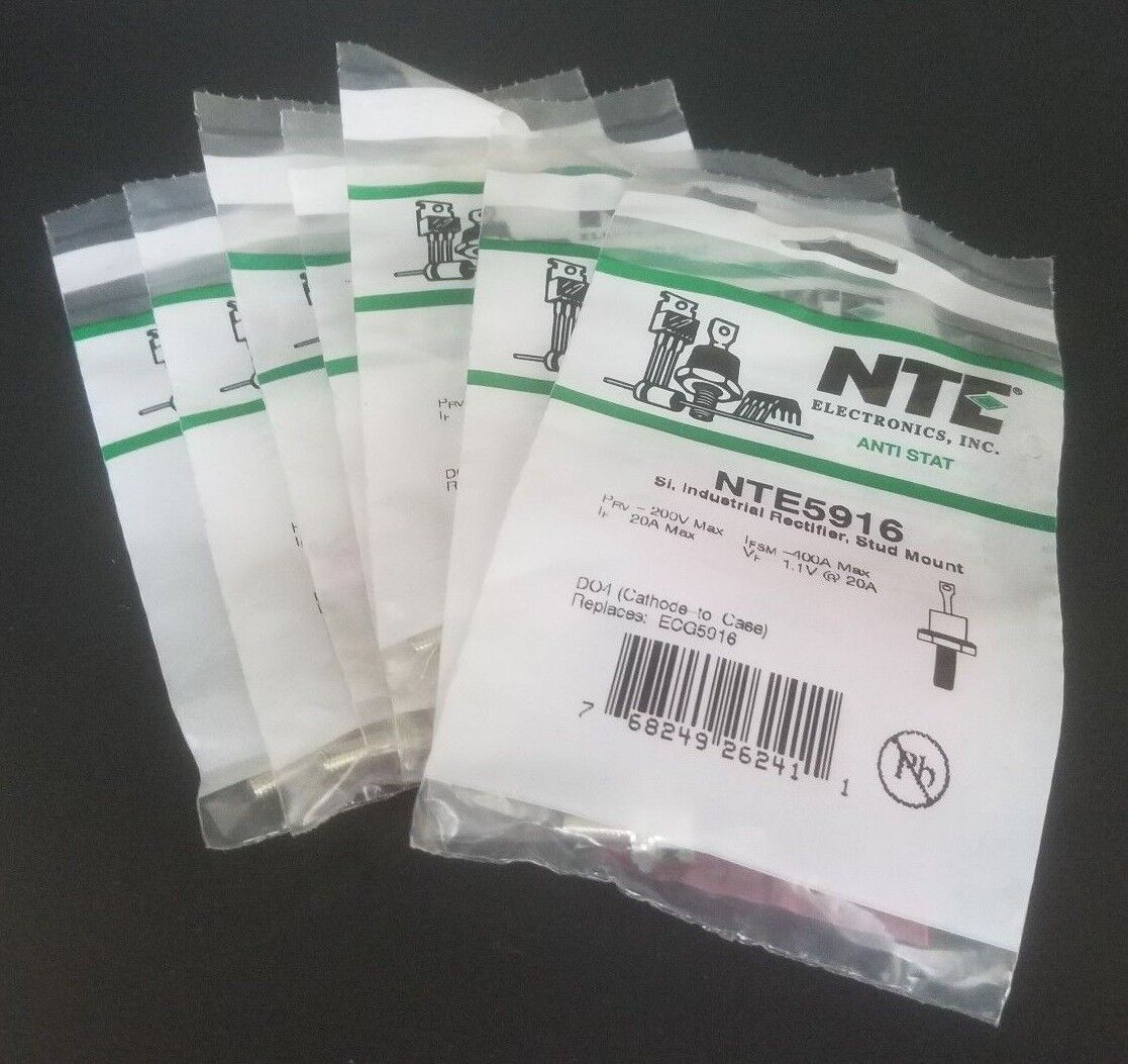 LOT OF 7 NEW NTE NTE5916 SI, INDUSTRIAL RECTIFIERS, STUD MOUNT