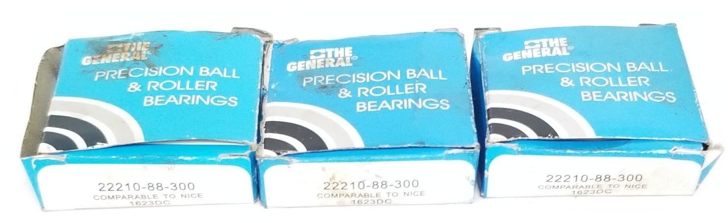 LOT OF 3 NIB THE GENERAL 22210-88-300 BALL BEARINGS 1623DC, 2221088300