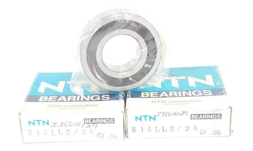 LOT OF 2 NIB NTN R14LLB/2A BALL BEARINGS, 0.875X1.875X0.5IN, R14LB