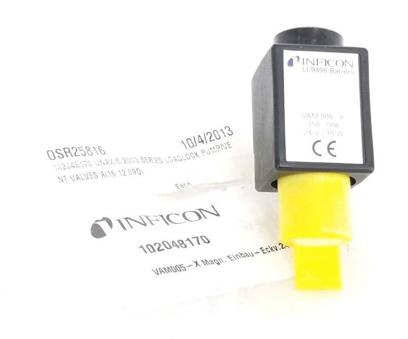 NIB INFICON VAM-005-X SOLENOID VALVE 250-006, 24V, 10W, 3NM, 102048170, VAM005X