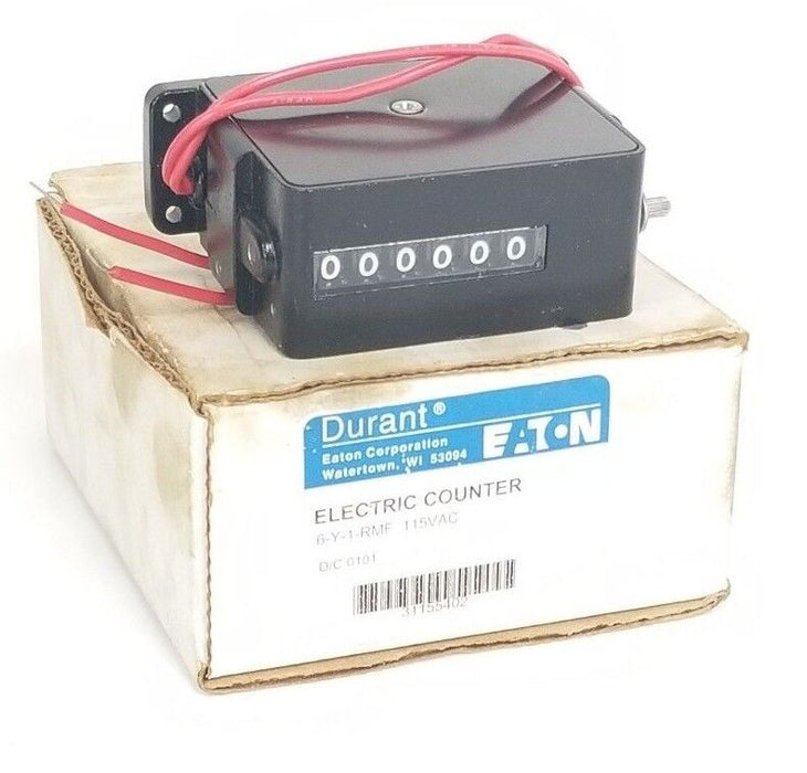 NIB EATON DURANT 6-Y-1-RMF 115VAC ELECTRIC COUNTER 31155-402, 6Y1RMF