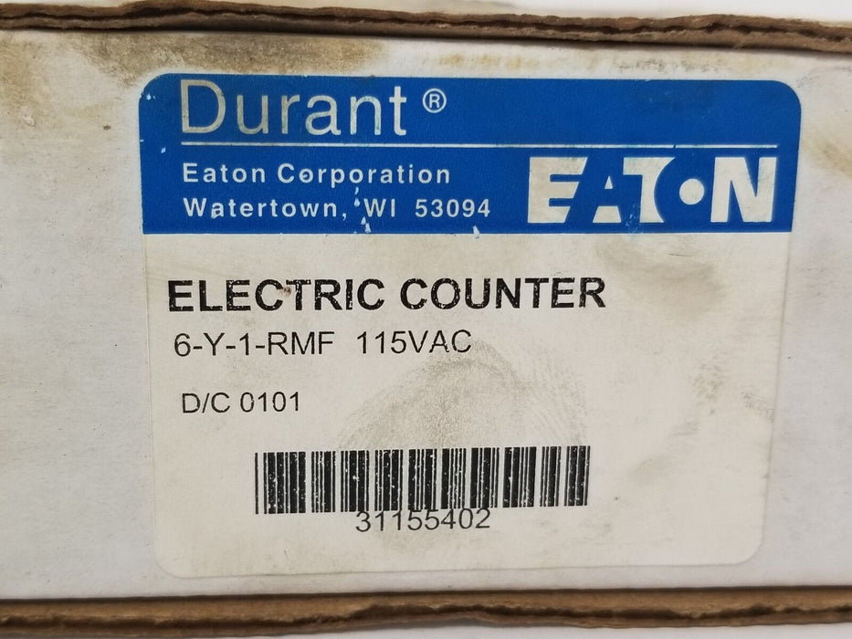 NIB EATON DURANT 6-Y-1-RMF 115VAC ELECTRIC COUNTER 31155-402, 6Y1RMF