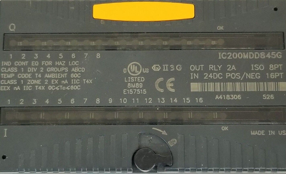 GE FANUC IC200MDD845G POWER MODULE 24VDC, 16PT INPUT / 2A, 8PT OUTPUT W/ BASE