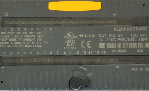 GE FANUC IC200MDD845G POWER MODULE 24VDC, 16PT INPUT / 2A, 8PT OUTPUT W/ BASE