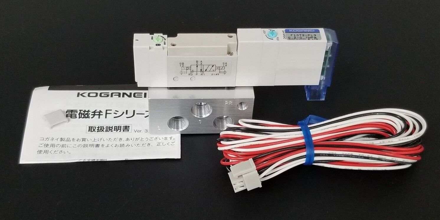 NEW KOGANEI F10T2-PL3 SOLENOID VALVE 0.2~.07MPA, 24VDC, F10T2-A2-PL3-DC24V