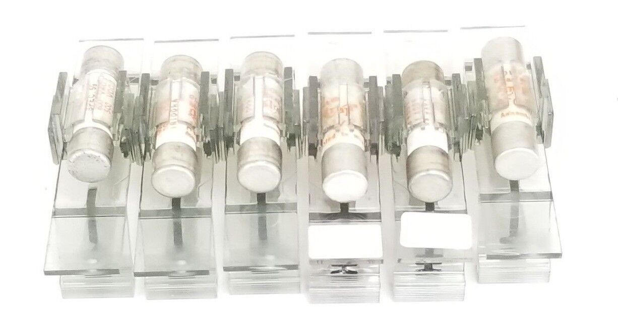 LOT OF 6 GOULD SHAWMUT DFC3M SAFETY PULLER W/ ASSORTED AMP-TRAP FUSES