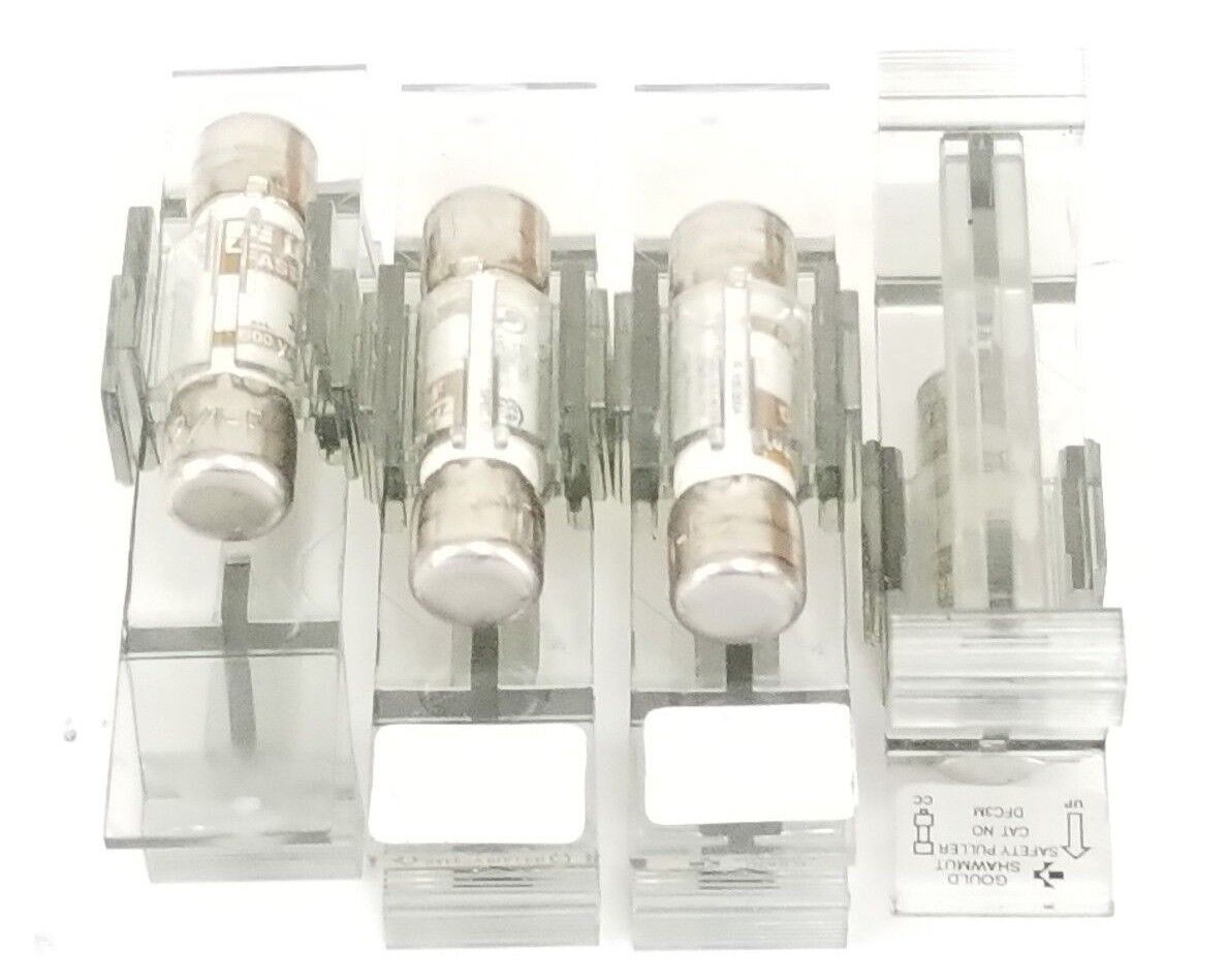 LOT OF 4 GOULD SHAWMUT DFC3M SAFETY PULLERS W/ LITTLEFUSE KLK-3-1/2 FUSES