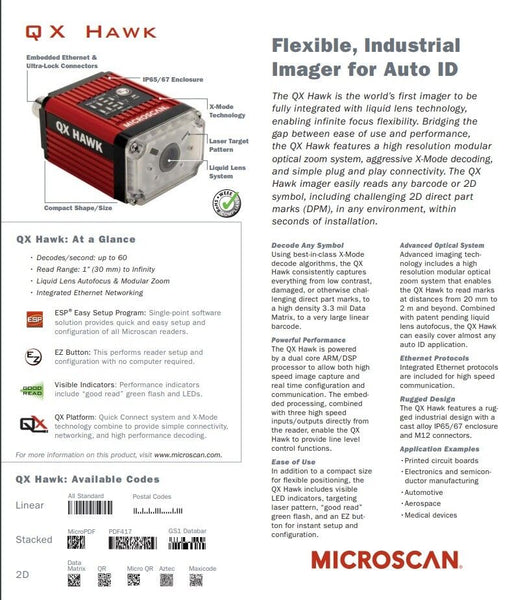 MICROSCAN FIS-6800-1210G QX HAWK FIXED MOUNT BARCODE SCANNER FIS68001210G