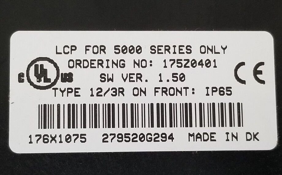 DANFOSS 175Z0401 LOGIC CONTROL PANEL FOR 5000 SERIES ONLY, TYPE 12/3R, 176X1075