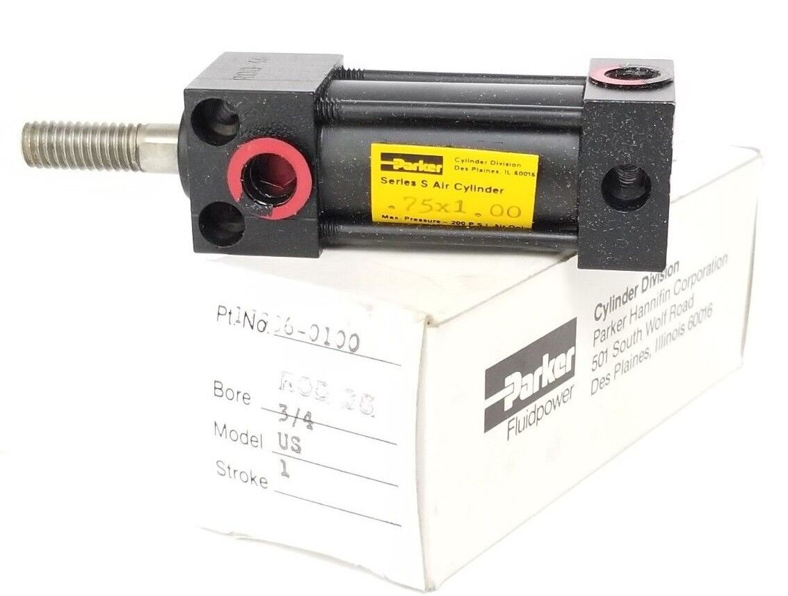 NIB PARKER 17906-0100 SERIES S AIR CYLINDER, MODEL US, 3/4" BORE X 1" STROKE