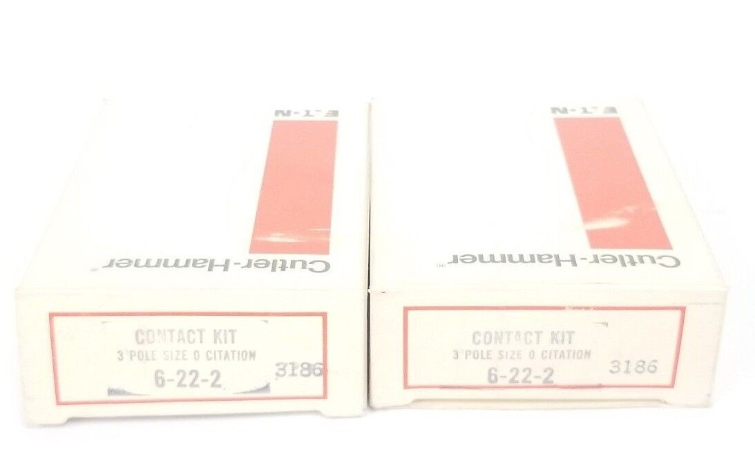 LOT OF 2 NIB EATON CUTLER-HAMMER 6-22-2 CONTACT KITS 3-POLE, SIZE 0, 6222