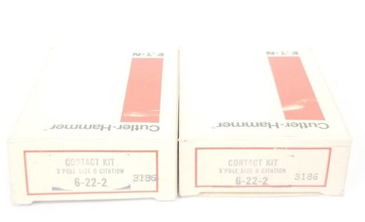 LOT OF 2 NIB EATON CUTLER-HAMMER 6-22-2 CONTACT KITS 3-POLE, SIZE 0, 6222