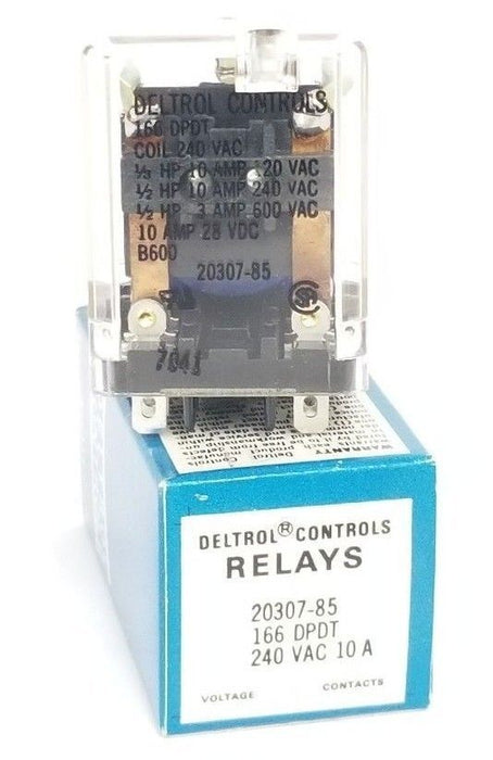 NIB DELTROL CONTROLS 20307-85 RELAY, 2030785, 166 DPDT, 240 VAC, 10A