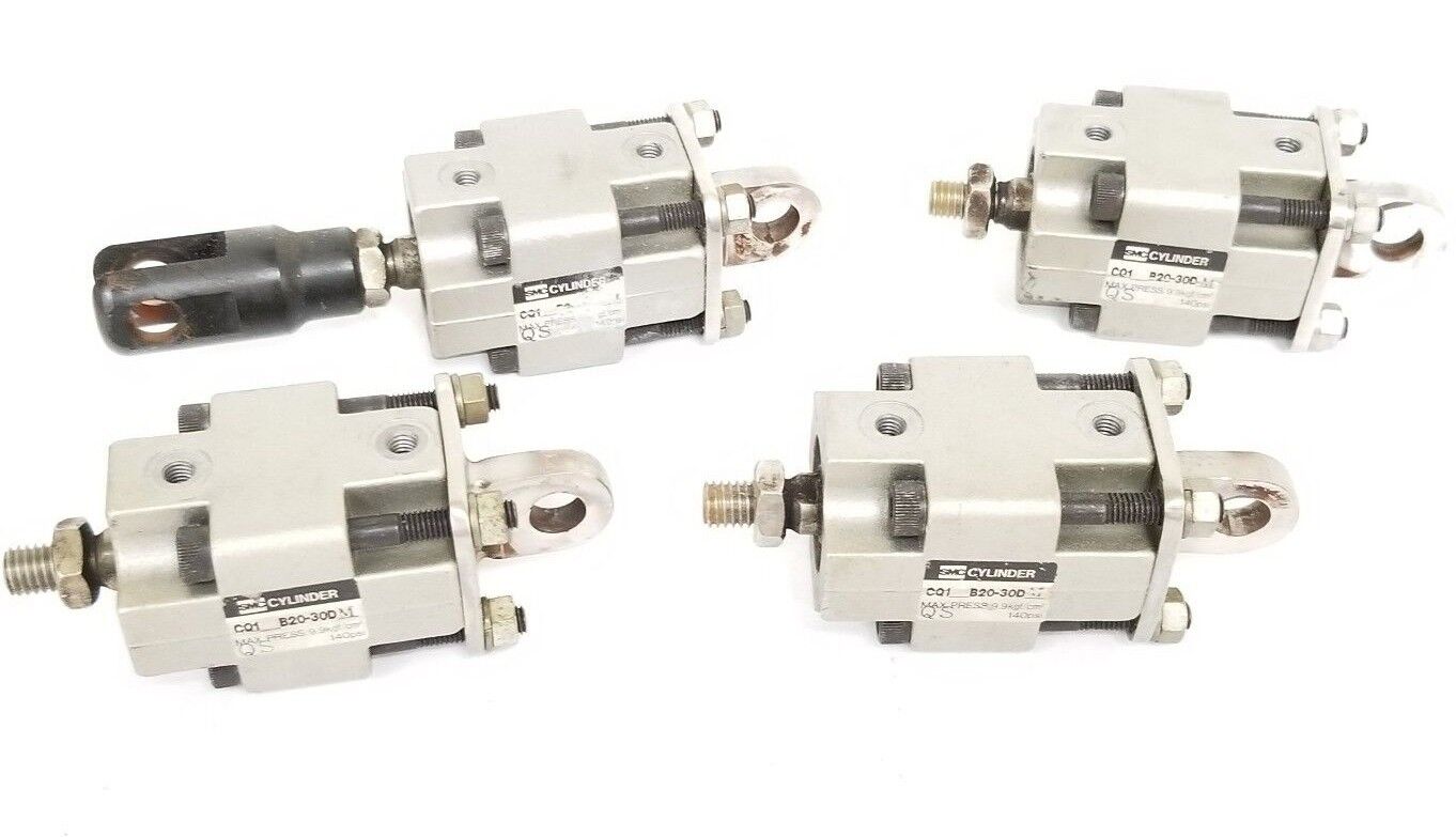LOT OF 4 SMC CQ1B2030DM CYLINDERS CQ1-B20-30DM, 140 PSI