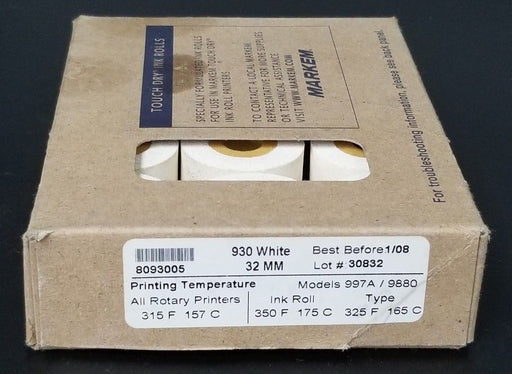 LOT OF 12 NIB MARKEM 930 WHITE 32MM INK ROLLS MODELS: 997A/9880