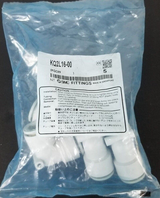 BAG OF 5 NEW SMC KQ2L16-00 ELBOW FITTINGS KQC89, KQ2L1600