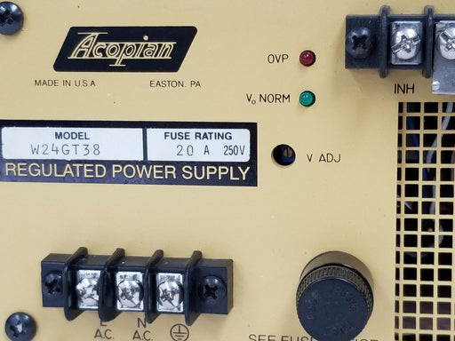 ACOPIAN W24GT38 REGULATED POWER SUPPLY, 20A, 250V