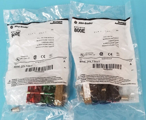 LOT OF 2 NEW ALLEN BRADLEY 800E-2DLT3X11 FULL VOLTAGE MODULES SER. A