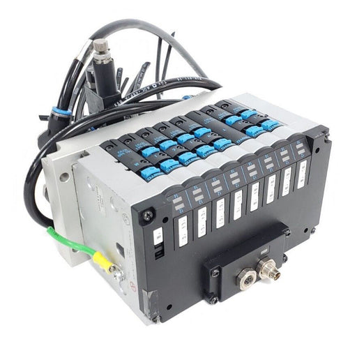 FESTO ELECTRIC CPV14-VI-P8-1/8-B BASE W/ CPV-14-VI, CPV140GE-FB-8, & SOL. VALVES