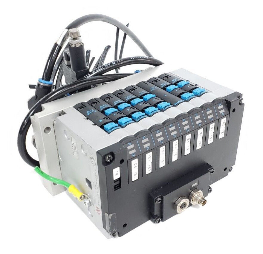 FESTO ELECTRIC CPV14-VI-P8-1/8-B BASE W/ CPV-14-VI, CPV140GE-FB-8, & SOL. VALVES