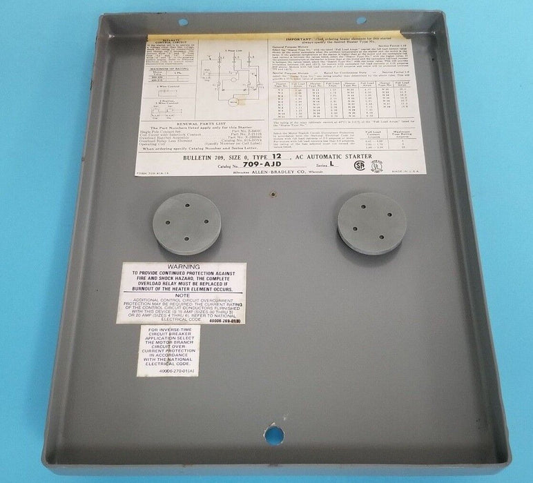 NEW ALLEN BRADLEY 709-AJD AUTOMATIC STARTER SER. L 709-A0D103 , 70A86 120V, 60HZ