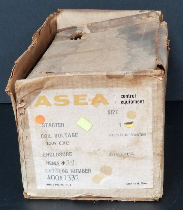 NEW ASEA BROWN BOVERI 400A133R STARTER 27A, 600VAC, SIZE 1, NEMA 3R, 120V, 60HZ