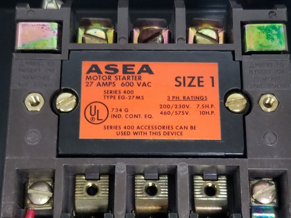 NEW ASEA BROWN BOVERI 400A133R STARTER 27A, 600VAC, SIZE 1, NEMA 3R, 120V, 60HZ