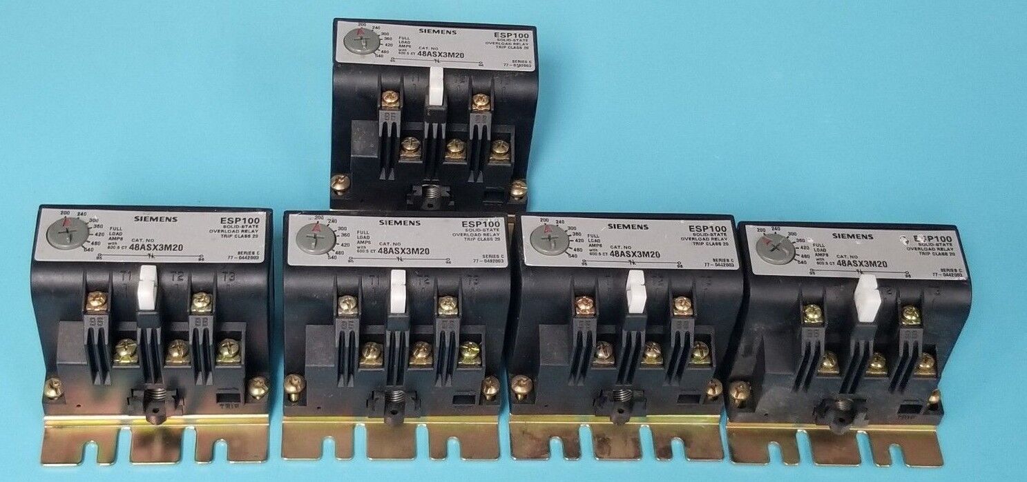 LOT OF 5 SIEMENS 48ASX3M20 OVERLOAD RELAYS SER. C, 200-540A, 3PH