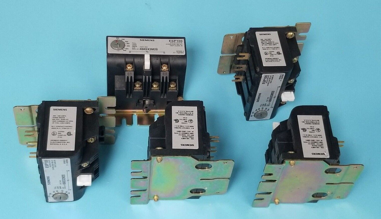LOT OF 5 SIEMENS 48ASX3M20 OVERLOAD RELAYS SER. C, 200-540A, 3PH