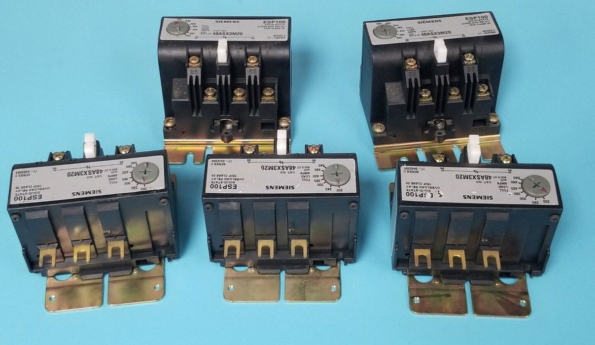 LOT OF 5 SIEMENS 48ASX3M20 OVERLOAD RELAYS SER. C, 200-540A, 3PH