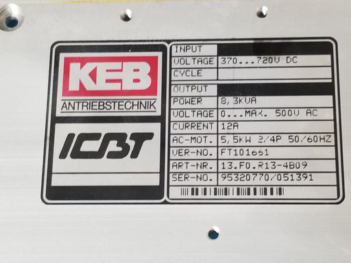 KEB SIDE PANEL / HEAT SINK FOR 13.F0.R13-4B09 FREQUENCY CONVERTER DRIVE