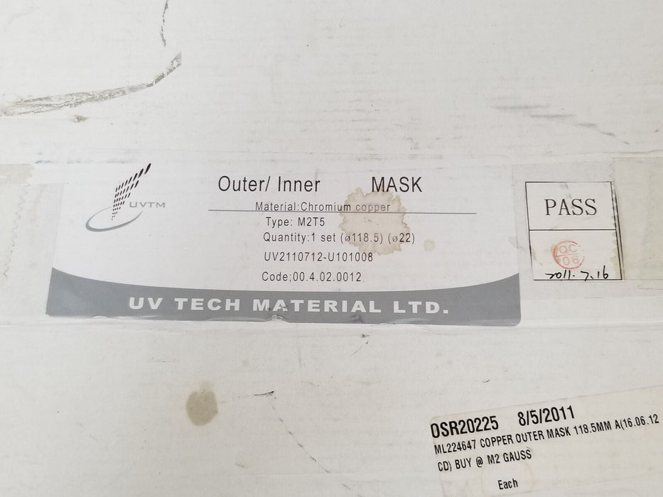 UV TECH MATERIAL UV2110712-U101008 COPPER OUTER MASK M2T5 118.5MM