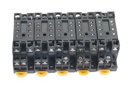LOT OF 5 OMRON PYF08A-E RELAY SOCKETS 7A, 250VAC, 2-M4X10