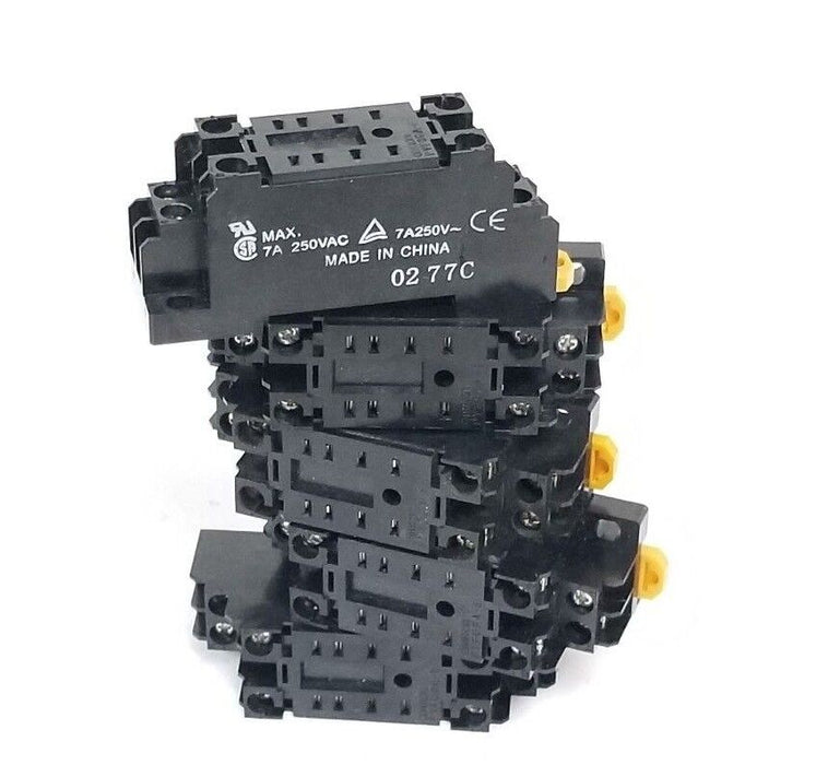 LOT OF 5 OMRON PYF08A-E RELAY SOCKETS 7A, 250VAC, 2-M4X10