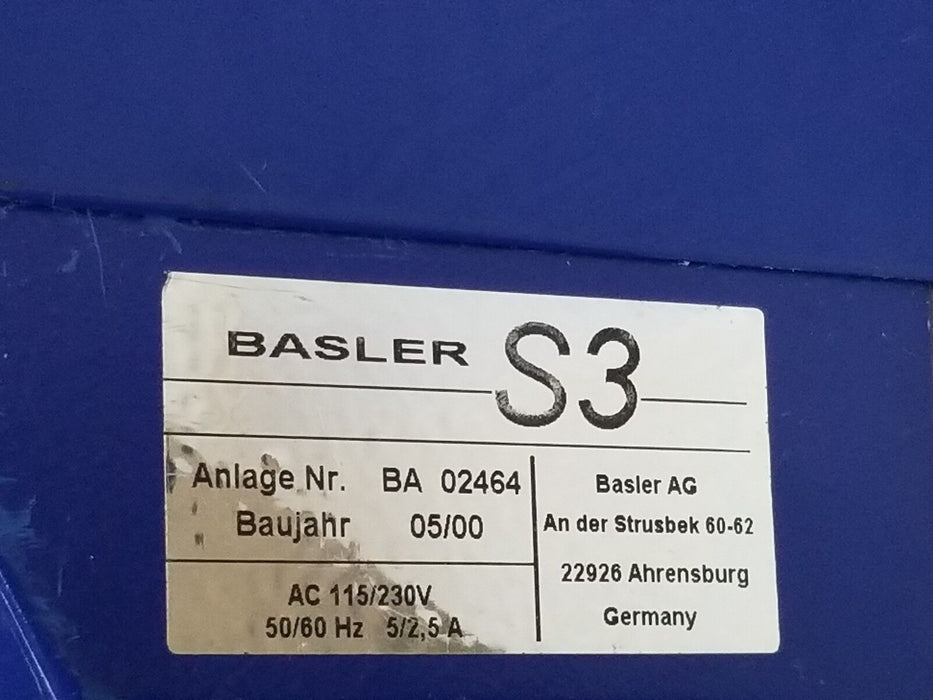 BASLER S3 BA-02464 DVD / CD INSPECTION DEVICE 115/230VAC, 50/60HZ, BA02464