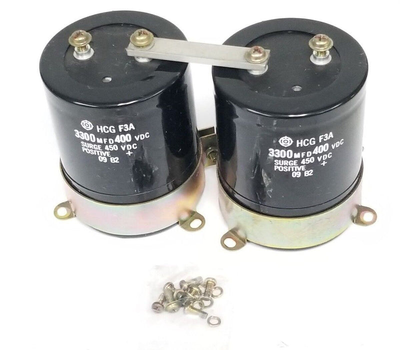 LOT OF 2 GENERIC HCG-F3A 3300MFD 400VDC CAPACITORS HCGF3A