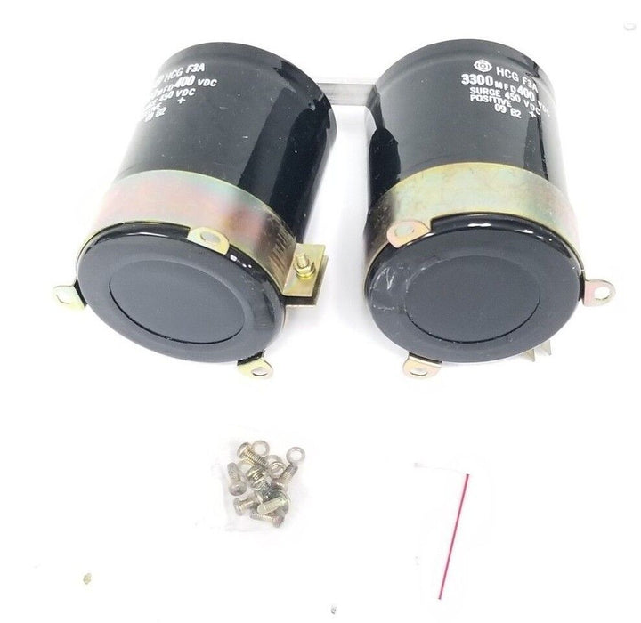 LOT OF 2 GENERIC HCG-F3A 3300MFD 400VDC CAPACITORS HCGF3A