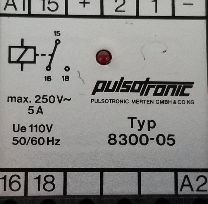 PULSOTRONIC 8300-05 PULSOR SENSOR RELAY 250V MAX 5A, UE 110V, 50/60HZ 830005